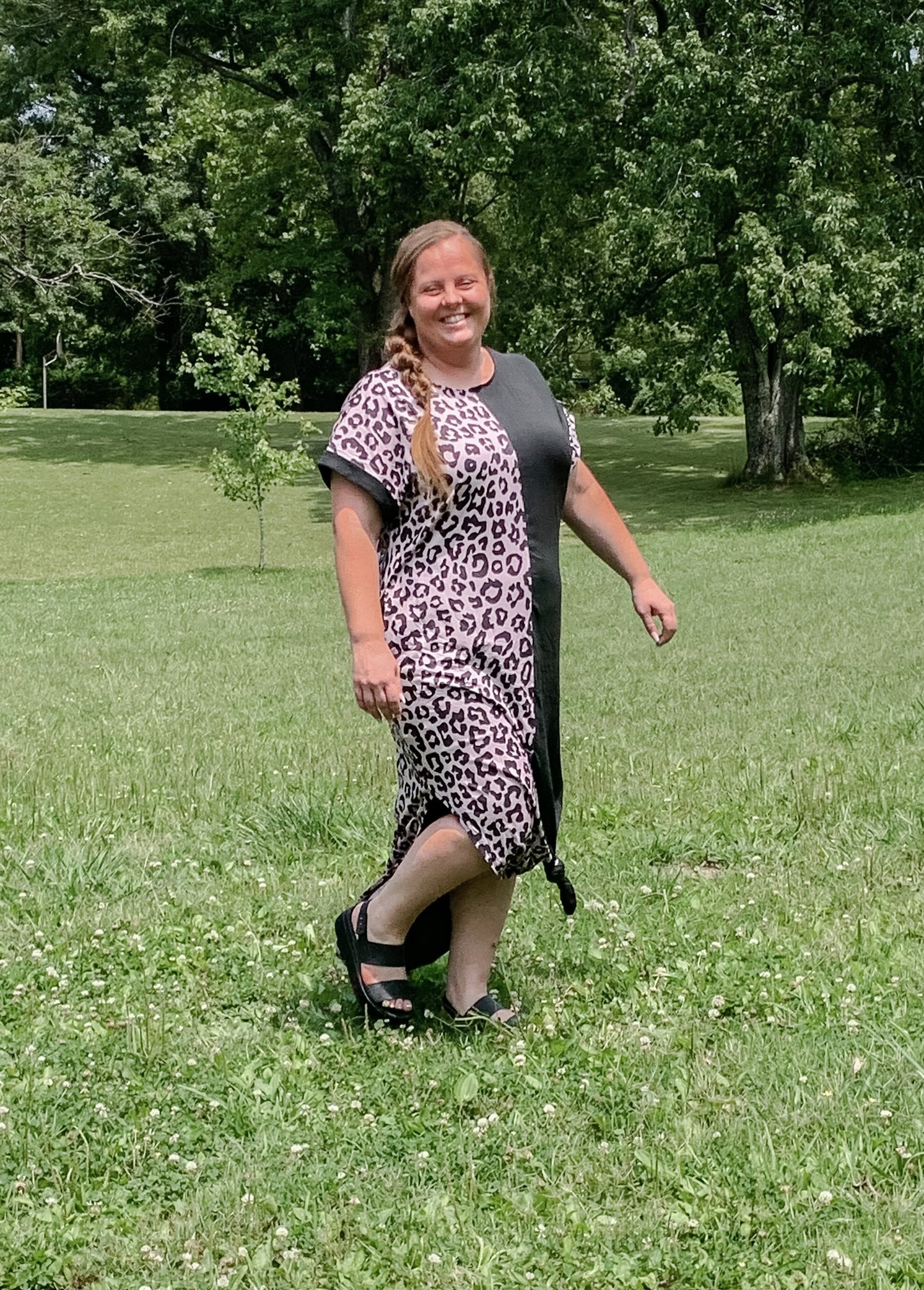 Black/Leopard T-Shirt Dress